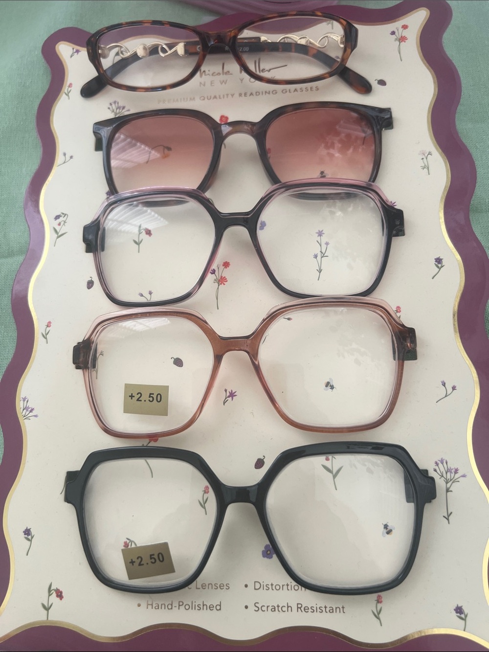 Nicole Miller Women's Reading Glasses Set – Pink, Brown, Black Frames